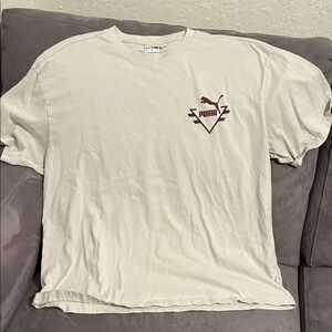 Puma Men’s Short Sleeve Logo Tee — Cream with Maroon Accent